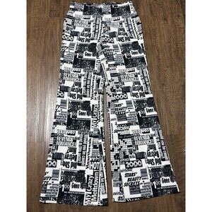 Urban Outfitters Newspaper Print Bengaline High Rise Flare Pants Sz Small Y2K 90